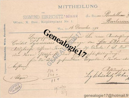 96 0826 AUTRICHE AUTRIA WIEN VIENNE 1890  SIGMUND EIBUSCHITZ SOHNE Wien X. Bez Keplerplatz - Österreich