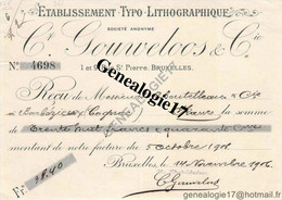 96 0771 BELGIQUE BRUXELLES 1906 Imprimerie Typo Lithographique C. GOUWELOOS Rue Saint Pierre - Printing & Stationeries