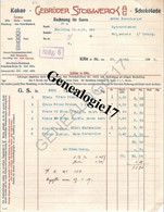 96 0695 ALLEMAGNE KOLN COLOGNE 1909 Kakao GEBRUDER STOLLWERCK AG. Schokolade - - CACAO CHOCOLAT - 1900 – 1949