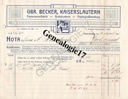 96 0693 ALLEMAGNE KAISERLAUTERN Rhenanie Palatinat 1905 Papier Warenfabrik GBR. BECKER Buchdruckerei - Stamperia & Cartoleria