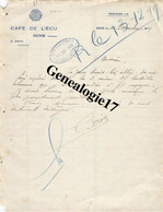 89 0345 SENS YONNE 1929 CAFE DE L ECU Des Ets G. DROIN - Rechnungen