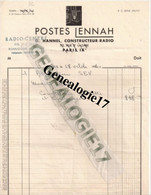 92 0254 BOULOGNE SEINE Postes LENNAH Constructeur Radio G. HANNEL 118 Bd Jean Jaures 1940 - Otros & Sin Clasificación