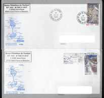 ST PIERRE MIQUELON N° 591 Et 608 SEULS SUR 2 ENVELOPPES BEAUX CACHETS - Storia Postale