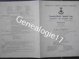 F ANGLETERRE The Royal Liberty School ROMFORD Programme CARPENTER 1950 - United Kingdom