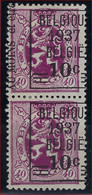 ONBEKEND / INCONNU Nr.  455 (2x) BELGIQUE 1937 BELGIE 10 C " KANTDRUK "  ;  Staat Zie Scan ! Inzet Aan 65 € ! - Typos 1929-37 (Lion Héraldique)
