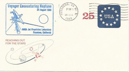SONDE VOYAGER : Rencontre Avec Nepturne Entier Postal Illustré Flamme PASSDENA CA Du 24 Août 1989 - North  America