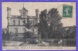 Carte Postale 47. Libos  Maison De M. Belhomme  Sénateur Et Pont La Lémance  Très Beau Plan - Libos