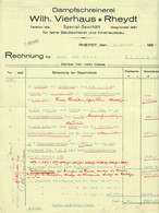 Rheydt Mönchengladbach 1921 Rechnung " Wilh.Vierhaus Bautischlerei Innenausbau " - Autres & Non Classés