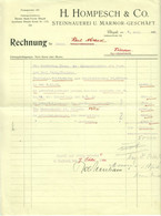 Rheydt Mönchengladbach 1922 Rechnung " H.Hompesch & Co Steinhauerei Und Marmor-Geschäft " - Autres & Non Classés