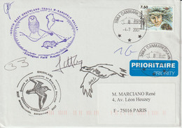 Groenland Lettre 2007 Pour La France Avec Cachet Groupe De Recherche En écologie Arctique - Covers & Documents