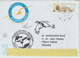 Groenland Lettre 2010 Pour La France Avec Cachet Groupe De Recherche En écologie Arctique - Lettres & Documents