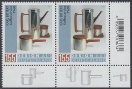 !a! GERMANY 2020 Mi. 3566 MNH Horiz.PAIR From Lower Right Corner - Design From Germany: Dittert, Coffee Service - Unused Stamps