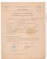 RARE / BASTIA 1902 //MARINE NATIONALE / CERTIFICAT DE RADIATION DES MATRICULES / LONGINOTTI MATTHIEU - Documenti