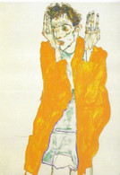 Schiele EGON SCHIELE   AUTOPORTRAIT EN CHEMISE ROUGE 1914  , .Voir 2 Scans. - Schiele