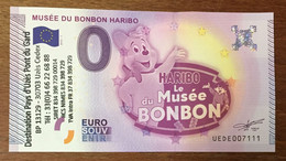 2015 BILLET 0 EURO SOUVENIR DPT 30 MUSÉE DU BONBON HARIBO + TAMPON ZERO 0 EURO SCHEIN BANKNOTE PAPER MONEY - Private Proofs / Unofficial