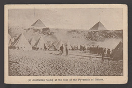 Egypt - Rare - Vintage Post Card - Australian Camp At The Pyramids - Giza - 1866-1914 Khedivate Of Egypt