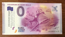 2015 BILLET 0 EURO SOUVENIR DPT 35 AQUARIUM DE SAINT-MALO + TAMPON ZERO 0 EURO SCHEIN BANKNOTE PAPER MONEY - Private Proofs / Unofficial