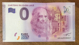 2015 BILLET 0 EURO SOUVENIR DPT 37 CHÂTEAU DU CLOS LUCÉ ZERO 0 EURO SCHEIN BANKNOTE PAPER MONEY - Private Proofs / Unofficial