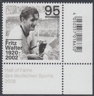 !a! GERMANY 2020 Mi. 3568 MNH SINGLE From Lower Right Corner - Fritz Walter, German Soccer Player - Neufs