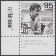 !a! GERMANY 2020 Mi. 3568 MNH SINGLE From Lower Left Corner - Fritz Walter, German Soccer Player - Neufs