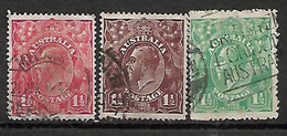 AUSTRALIA 1913 KG V HEADS 3 HALF PENCE TRIO - Autres & Non Classés