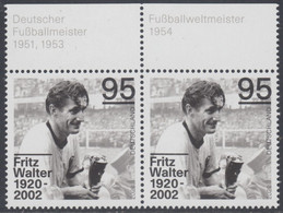 !a! GERMANY 2020 Mi. 3568 MNH Horiz.PAIR W/ Top Margins (a) - Fritz Walter, German Soccer Player - Neufs