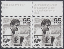 !a! GERMANY 2020 Mi. 3568 MNH Horiz.PAIR W/ Top Margins (b) - Fritz Walter, German Soccer Player - Neufs