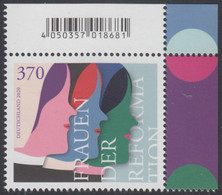 !a! GERMANY 2020 Mi. 3569 MNH SINGLE From Upper Right Corner - Women Of Protestant Reformation: Contours Of Women - Neufs