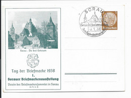 DR PP 122 C 71 -  3 Pf  Hindenburg Med. Sorau, Briefmarkenausstellung 1938 M. Blanko SST - Stamped Stationery