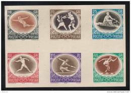 POLAND 1956 RARE SLANIA AUSTRALIA OLYMPICS COLOUR PROOF (NO GUM) SPORTS BOXING ROWING FENCING JAVELIN HURDLES - Ensayos & Reimpresiones