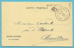 Kaart Stempel LA LOUVIERE 2 Met Stempel  PORT PAYE  (noodstempel) - Fortune Cancels (1919)