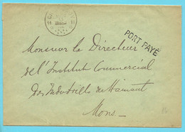 Brief Postagentschapstempel (Agence) * CHARLEROY 11 * Met Stempel PORT PAYE (noodstempel) - Fortune Cancels (1919)