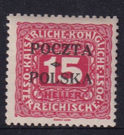 POLAND 1919 Krakow Fi D3 Mint Hinged Signed Petriuk IID-77 - Unused Stamps