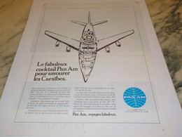 ANCIENNE PUBLICITE POUR SAVOUREZ LES CARAIBES PAN AM COMPAGNIE AERIENNE 1972 - Publicidad