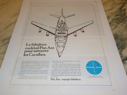 ANCIENNE PUBLICITE POUR SAVOUREZ LES CARAIBES PAN AM COMPAGNIE AERIENNE 1972 - Publicités