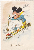 DISNEY : Mignonette : Voeux : Nouvel An : Bonne Année : ( Mickey Aux Skis ) - W.D.P. - - Altri & Non Classificati