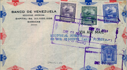 1947 VENEZUELA , SOBRE CIRCULADO ,  CARACAS - PARIS , BANCO DE VENEZUELA , CORREO AÉREO - Venezuela