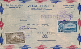 1941 VENEZUELA , SOBRE CIRCULADO , MARACAIBO - NUEVA YORK , CORREO AÉREO - Venezuela