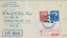 1947 VENEZUELA , SOBRE CERTIFICADO , CARACAS - JACKSON , TRÁNSITO - LLEGADA - Venezuela