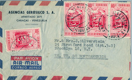 VENEZUELA , SOBRE CIRCULADO , CARACAS - NUEVA YORK , CORREO AÉREO , FR. ESCUDOS , ESTADO APURE - Venezuela