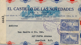 1942  VENEZUELA , SOBRE CIRCULADO , MARACAIBO - NUEVA YORK , BANDA DE CIERRE DE CENSURA - Venezuela