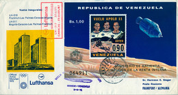 1971 VENEZUELA , SOBRE CIRCULADO , PRIMER VUELO / FIRST FLIGHT - CARACAS - FRANKFURT , LLEGADA , ESPACIO . SPACE - Venezuela