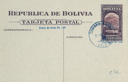 BOLIVIA , ENTERO POSTAL / STATIONERY , NO CIRCULADO , LA PAZ - LAGO TITICACA , ESTRECHO DE TIQUINA Y HOTEL DE TURISMO - Bolivien