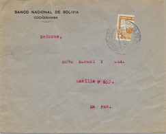 1944 BOLIVIA , SOBRE CIRCULADO DEL BANCO NACIONAL DE BOLIVIA , COCHABAMBA - LA PAZ , LLEGADA , BISECTADO - Bolivien