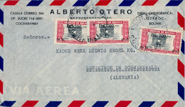 BOLIVIA , SOBRE CIRCULADO ENTRE COCHABAMBA Y LENZKIRCH , CORREO AÉREO , IV CENT. DE LA FUNDACIÓN DE LA PAZ - Bolivie