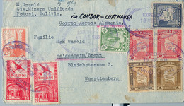 1938  BOLIVIA , SOBRE CIRCULADO ENTRE POTOSI Y WÜRTTEMBERG , VIA CÓNDOR - LUFTHANSA , MAGNÍFICO - Bolivia