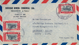 BOLIVIA , SOBRE CIRCULADO , LA PAZ - AMSTERDAM, CORREO AÉREO , FUNDACIÓN DE LA PAZ - Bolivie