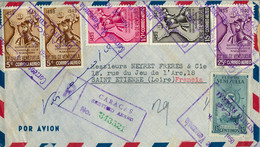 1950 VENEZUELA , SOBRE CERTIFICADO ENTRE CARACAS Y SAINT ETIENNE , CORREO AÉREO , FR. ALONSO DE HOJEDA - Venezuela