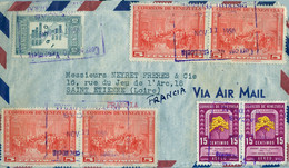 1950 VENEZUELA , SOBRE CIRCULADO ENTRE CARACAS Y SAINT ETIENNE , CORREO AÉREO - Venezuela