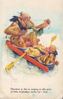 Denmak PPC LAWSON WOOD Artist Signed - Monkey & Pigs In A Rowing Boat Slogan AALBORG 1955 Stender No. 5041 (2 Scans) - Wood, Lawson